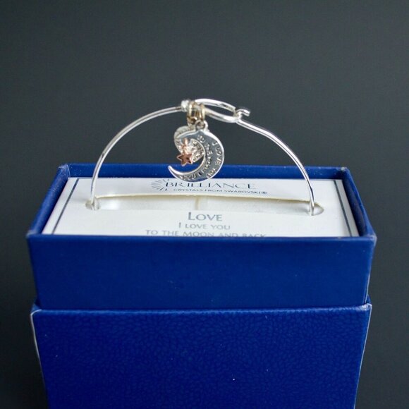 Brilliance I Love You Moon and Back Bracelet Bangle - Picture 1 of 4